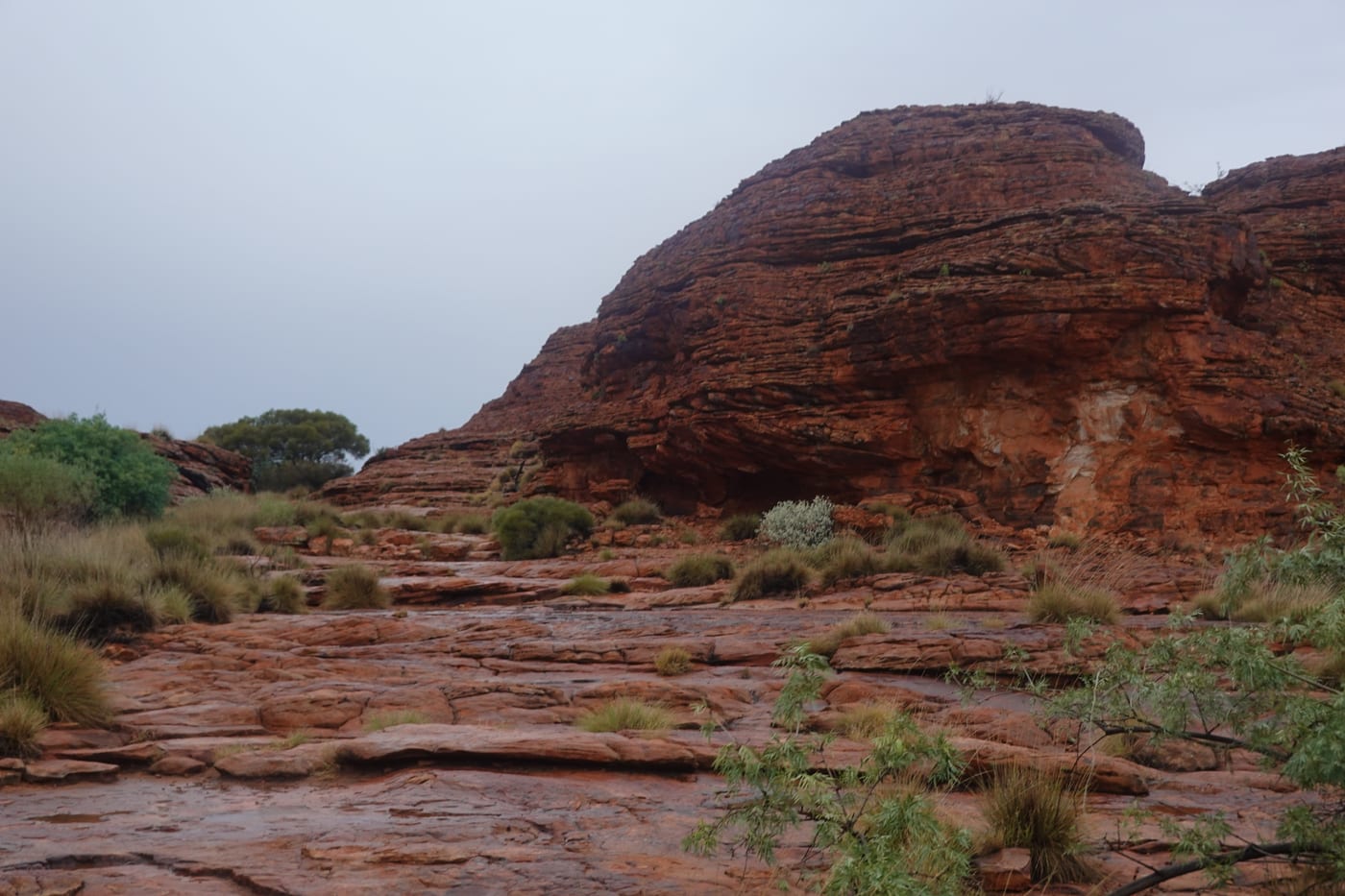 Eroded canyon rim in the rain.