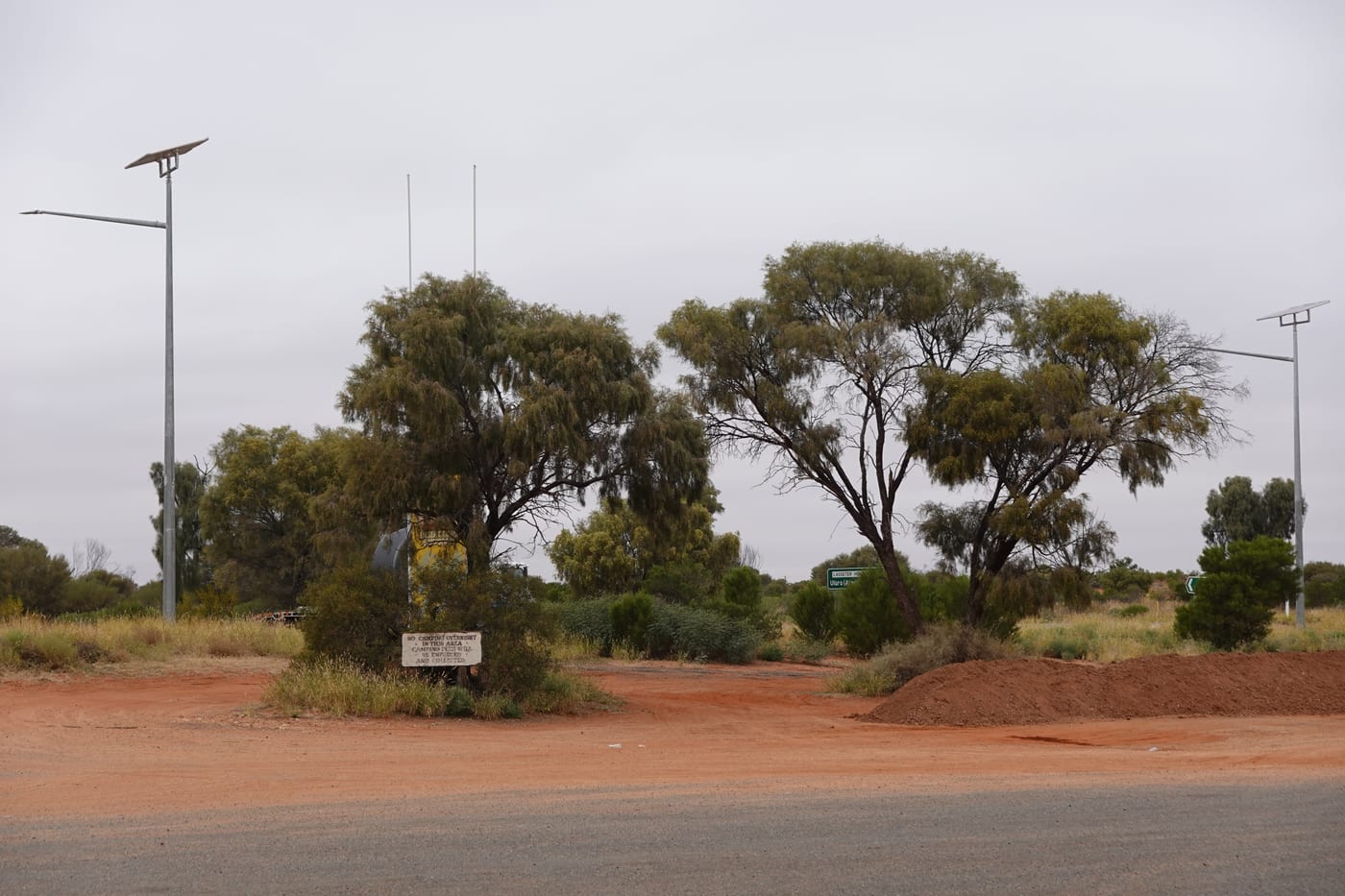 Quiet outback road junction.