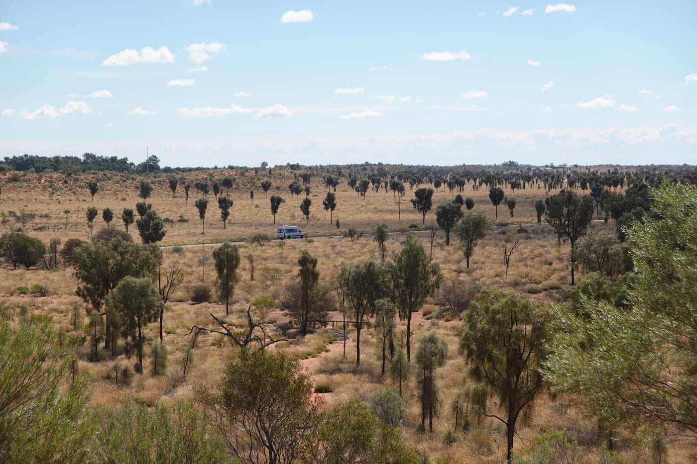 Outback road seen from a hilltop.