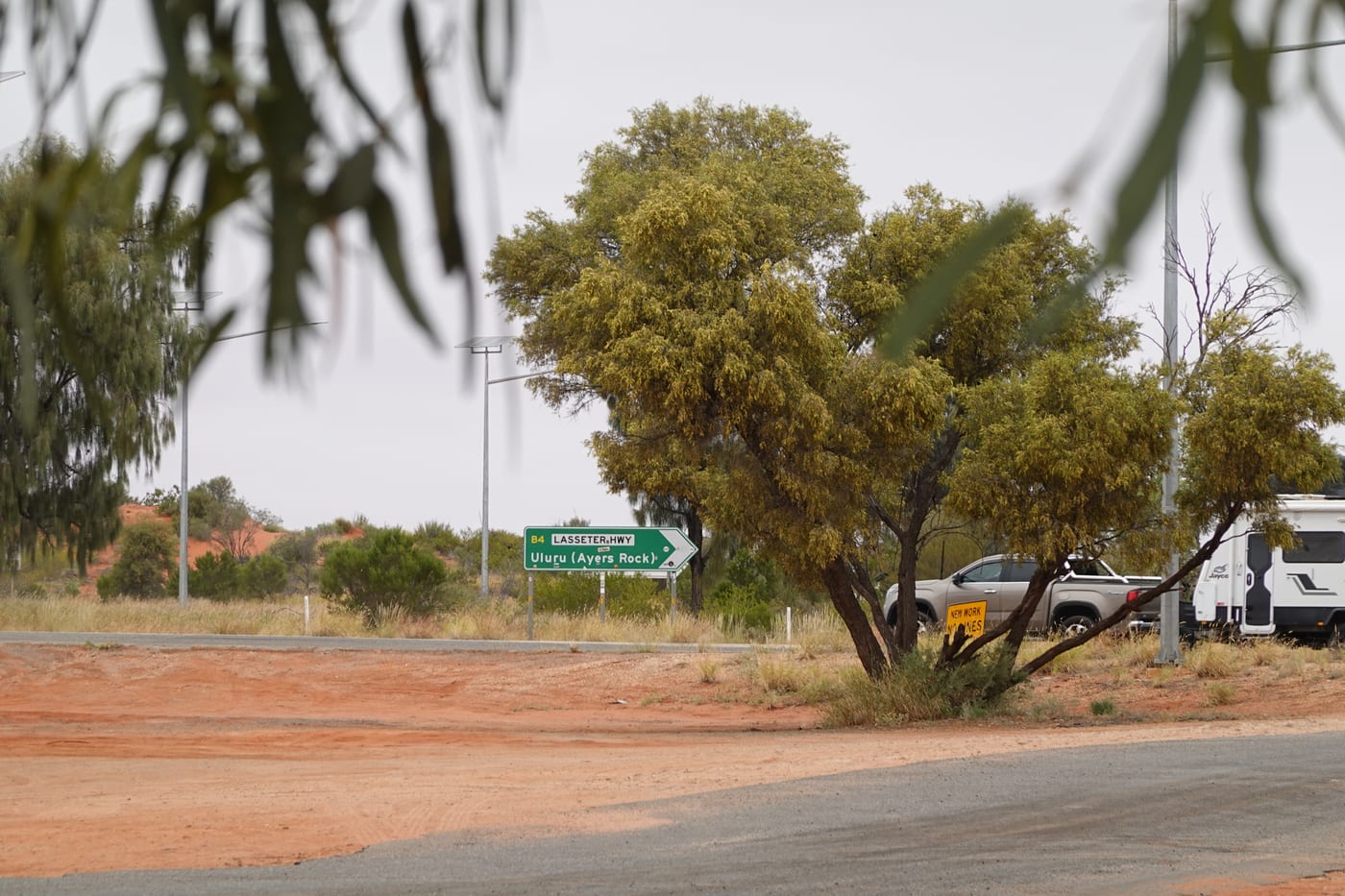 The turnoff sign for Uluru.