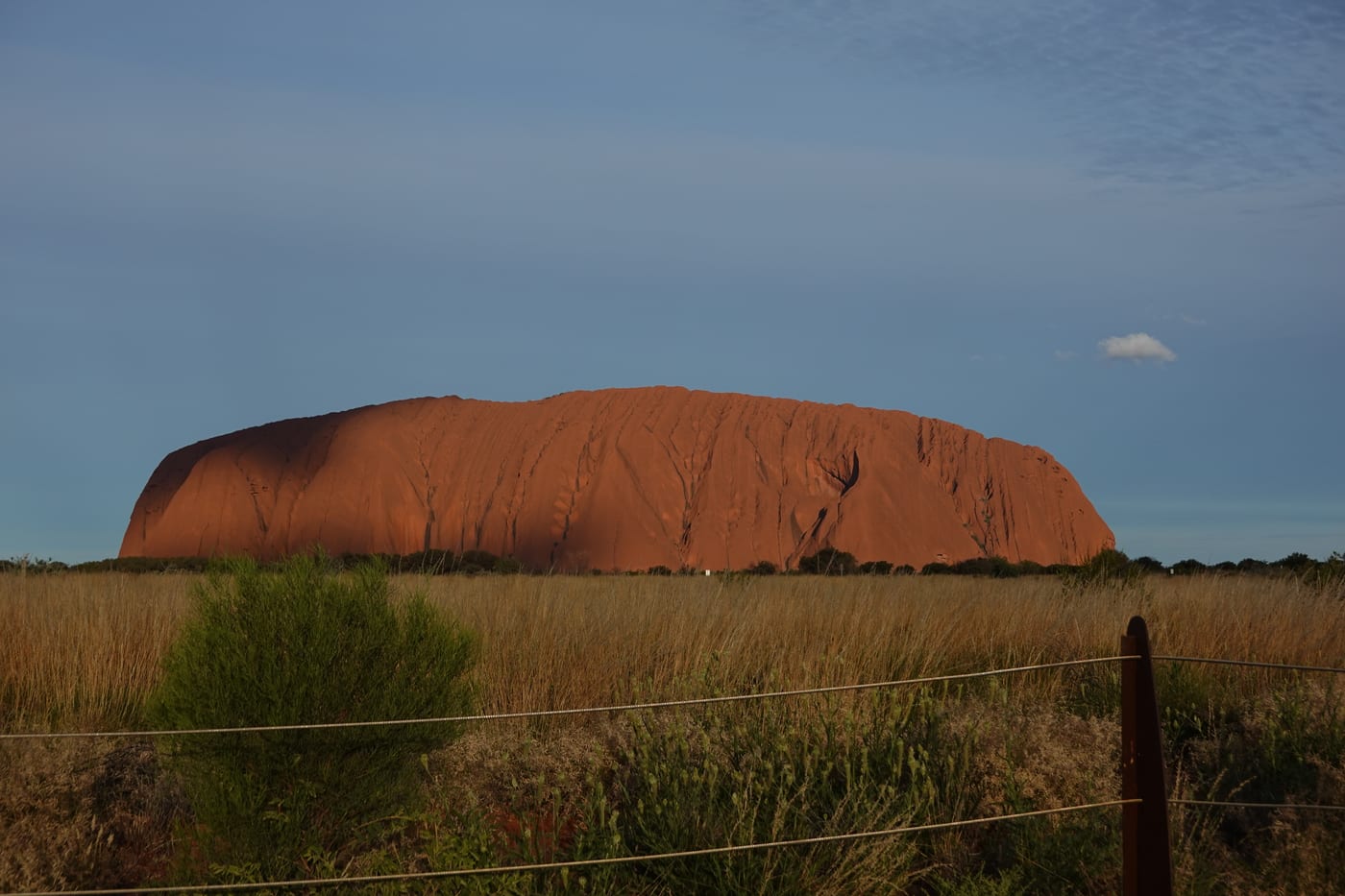 Uluru at dusk from the viewing area.