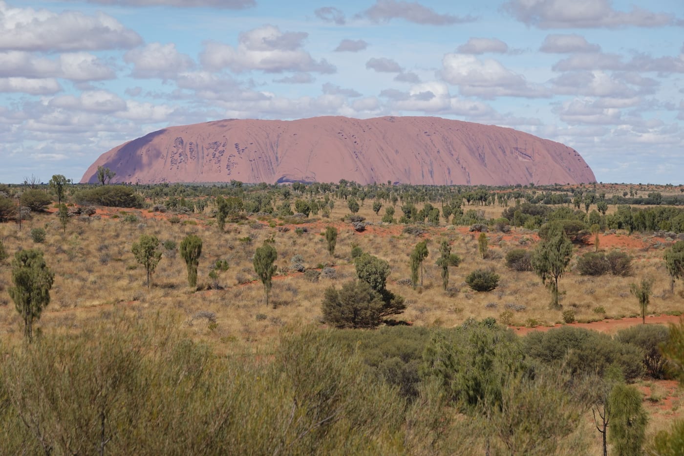 Uluru from a distance, midday.