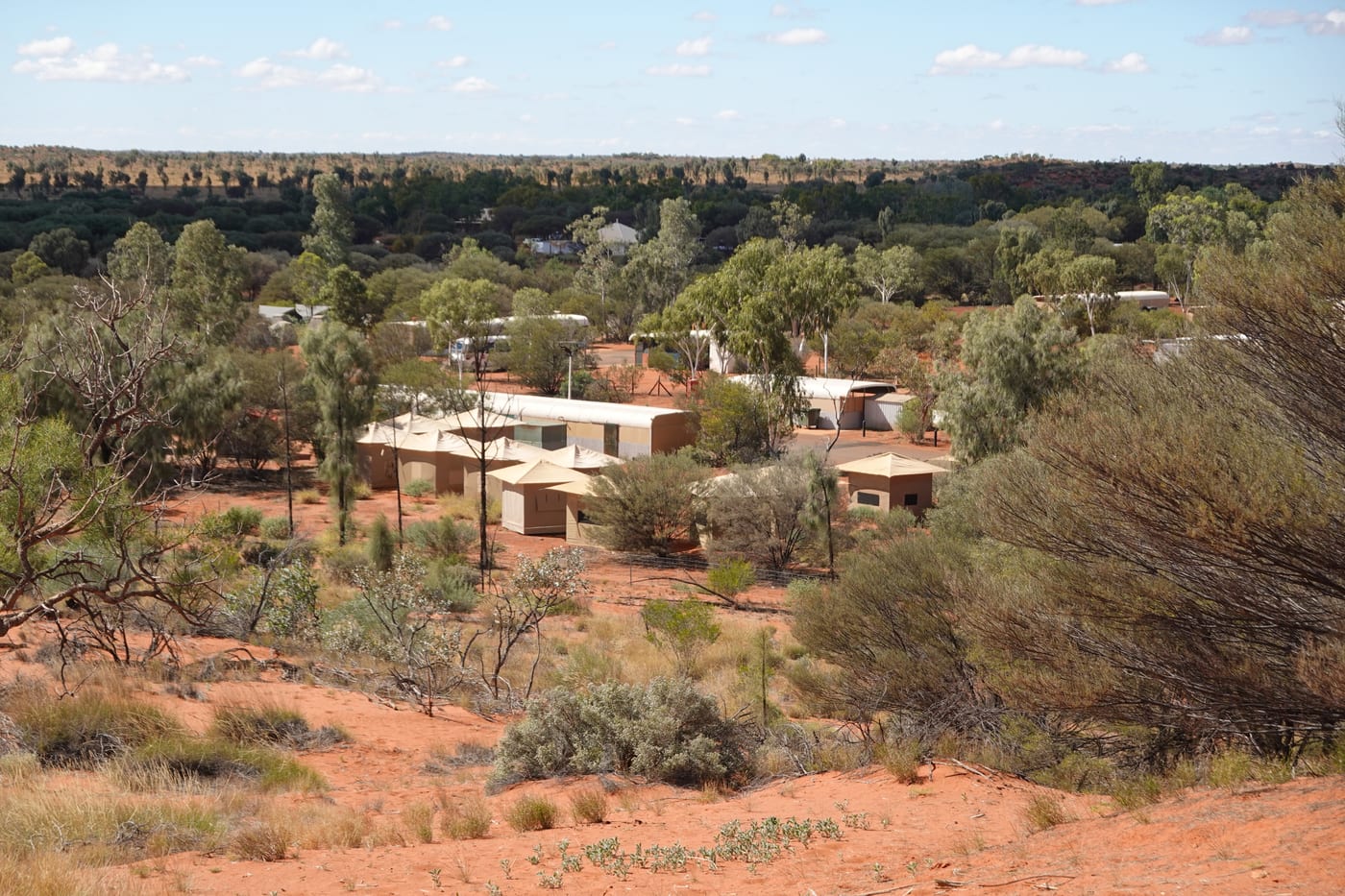 Yulara camp overview from above.