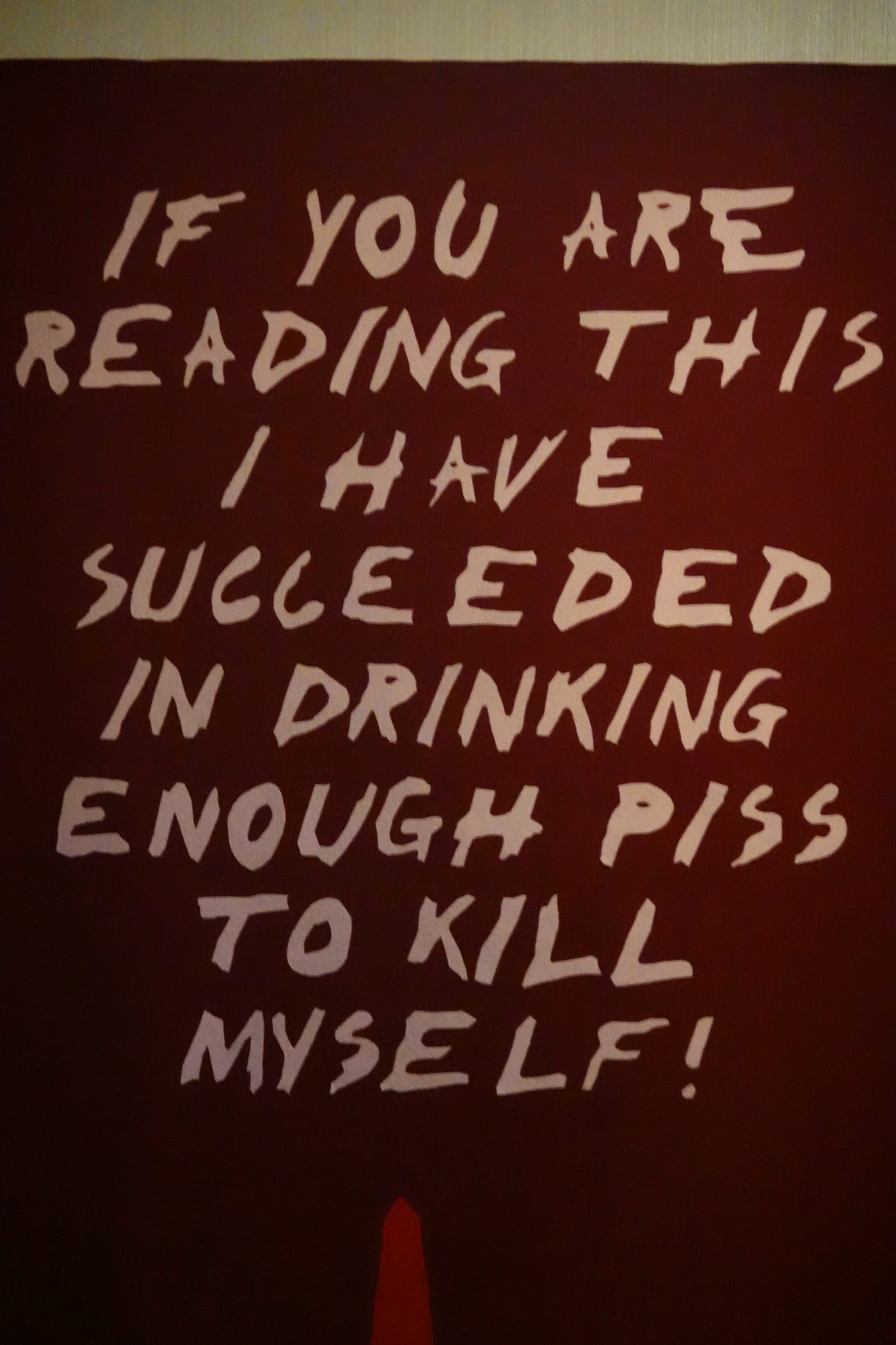 Red text piece, MONA.