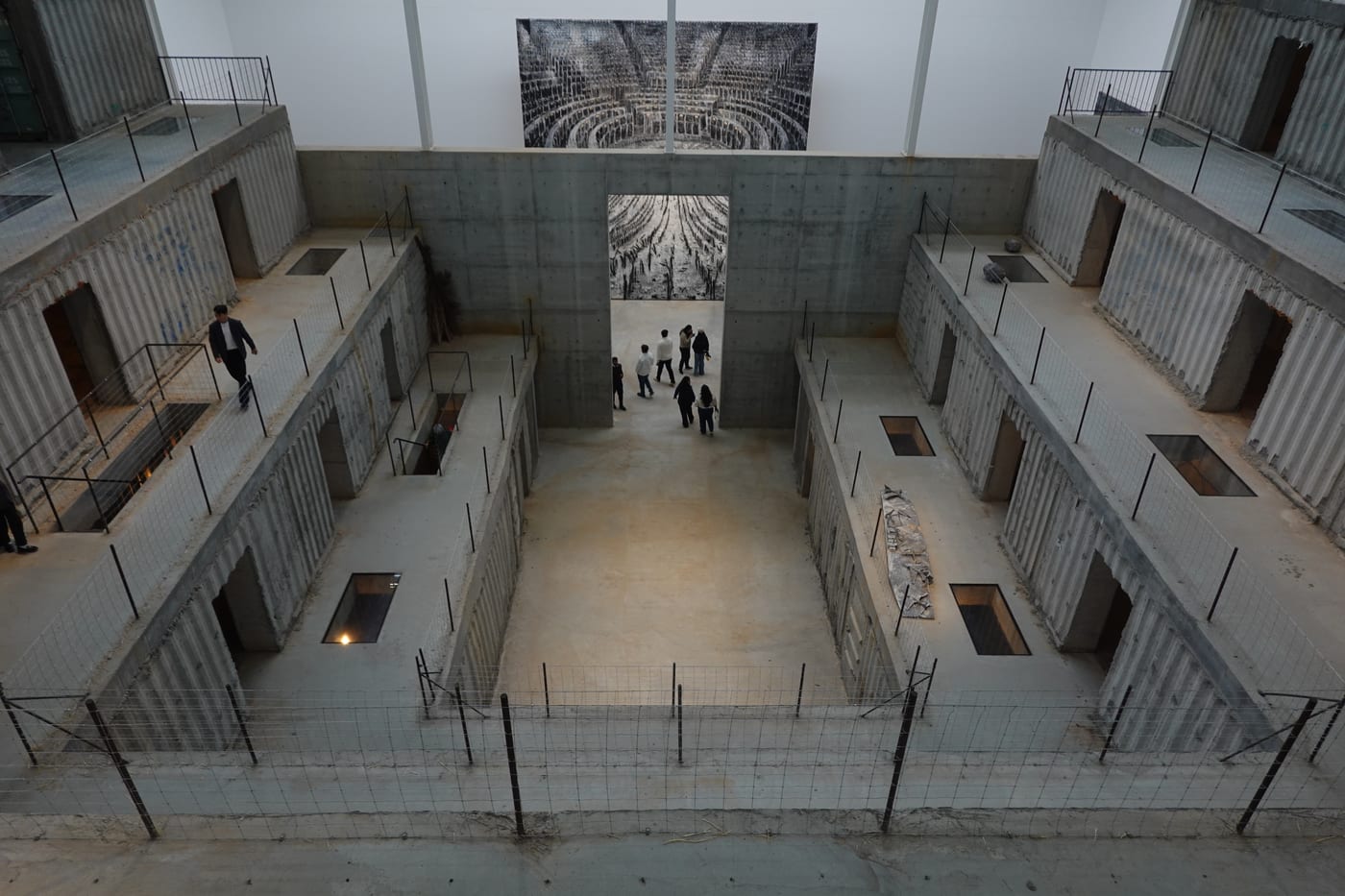 Wide view of the snake installation.